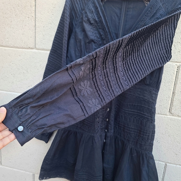 Veronica Beard | Addilyn Long Sleeve Lace Ruffle Mini Dress in Ink Size 4 - Picture 7 of 13